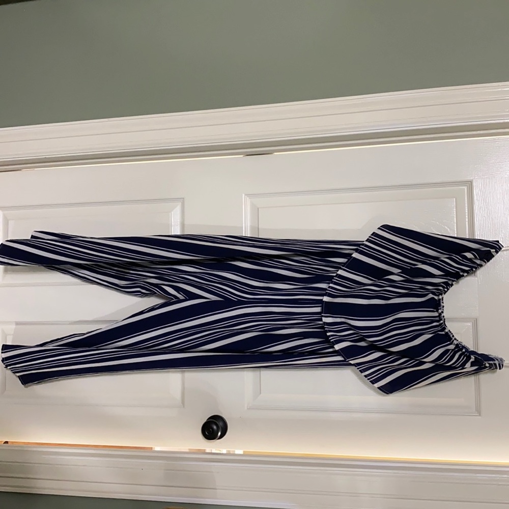 Love, Fire Strapless Striped Jumpsuit